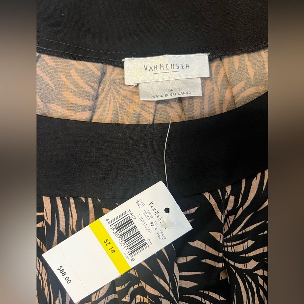 NWT Van Heusen Black & Tan Floral Cap Sleeve Shift Woman’s Dress Size 14 - Picture 4 of 8